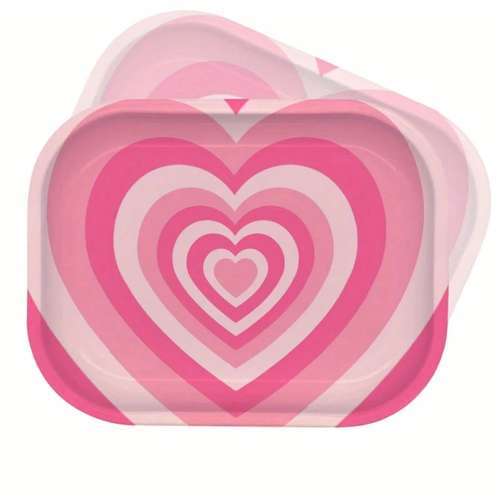 2 Pieces LOVE Heart Herb Grinder Roling Tray Combo Girly PINK Tobacco Kits