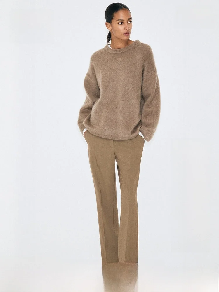 

H&M Summer New Women's Suit Pants 1314937 Elegant Professional Fashionable High Waist Straight Leg Trousers for Women