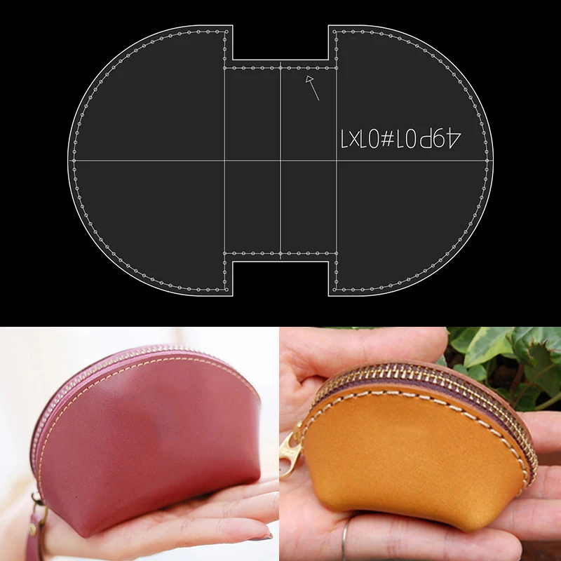 YOMDID 1PC Coin Purse Making Template Acrylic Mold Handcraft Leather Pattern Molds DIY Wallet Making Stencil Leather Accessories