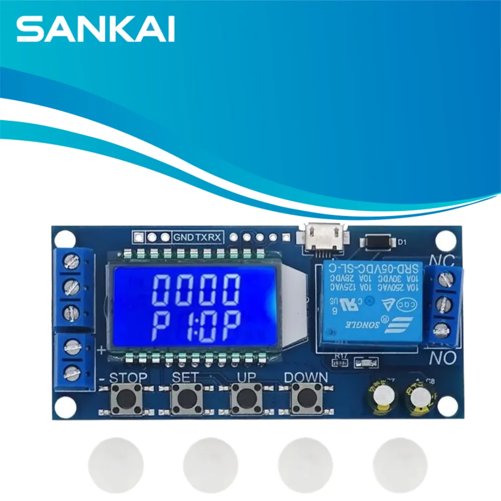 XY-LJ02 5V USB Timer Delay Relay Module, 6-30V Trigger, High/Low Level Trigger, Cycle ON/OFF Switch with LCD
