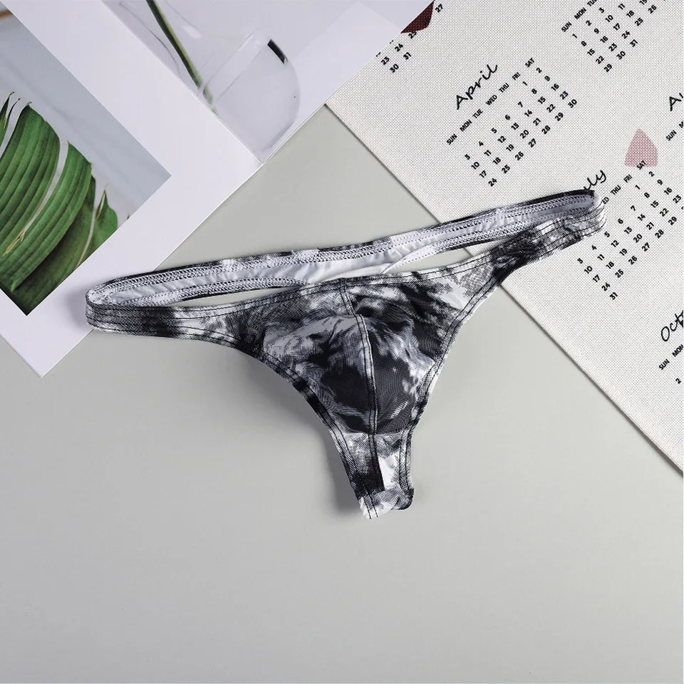 

Men Sexy G-string Thongs U Pouch Underwear Print Underpants Breathable Mid-rise T-back Thongs Bikini Jockstrap Panties