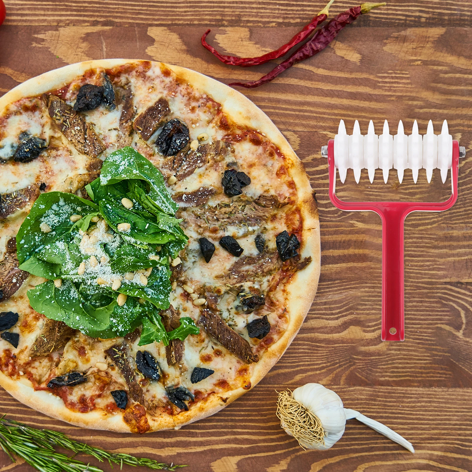 

1Pcs Dough Roller Food-Grade Hole Puncher Kitchen Gadget Wide Roller for Crust