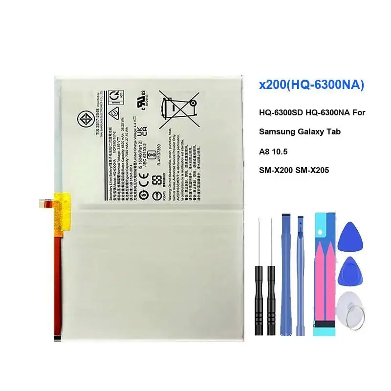 

Tablet Battery X200 HQ-6300NA 7040Mah For Samsung Galaxy Tab A8 10.5 SM-X200 SM-X205 HQ-6300SD