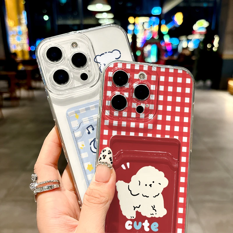Dog Card Bag Holder Phone Case For Huawei Nova 11 10 9 8 SE 9SE 10SE 4E 3i 7i 8i 5T Y71 Y61 Y62 Y70 Plus Y90 P30 P40 Lite Cover