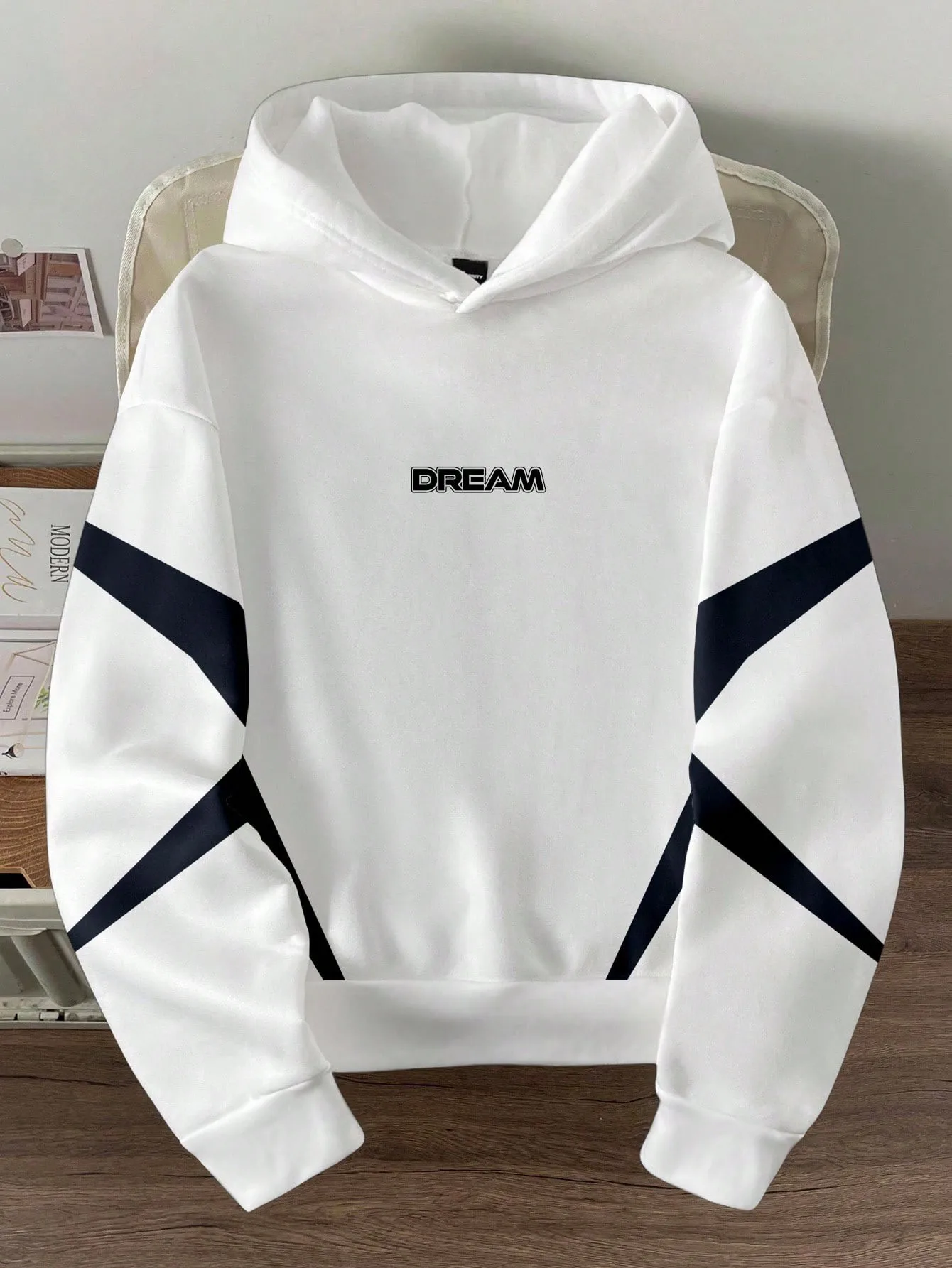 Fall/Winter Men's Hooded Sweatshirt with Letter Print - Comfortable Warm Casual Fashionable Streetwear Clothing