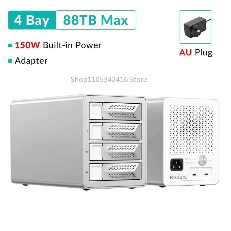 4/5 Bay 10Gbps Type-C External Hard Drive Enclosure 2.5"/3.5" SATA HDD SSD Case for NAS Storage