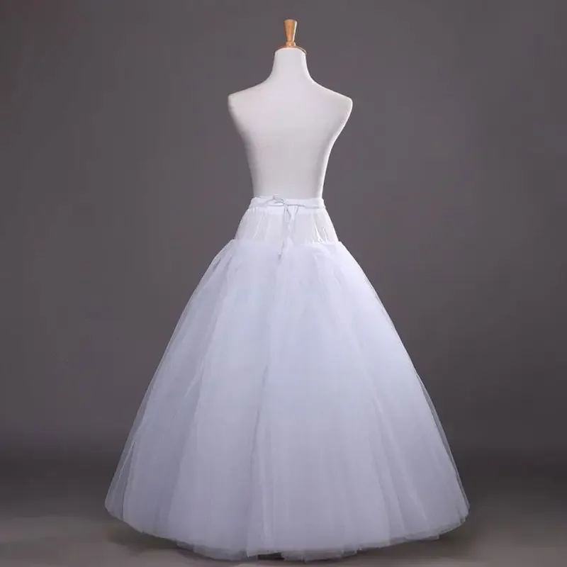 4-layer Hoop-free Long Style Half Skirt Petticoat Bridal Wedding Dress Lined Ladies Women Party Dresses