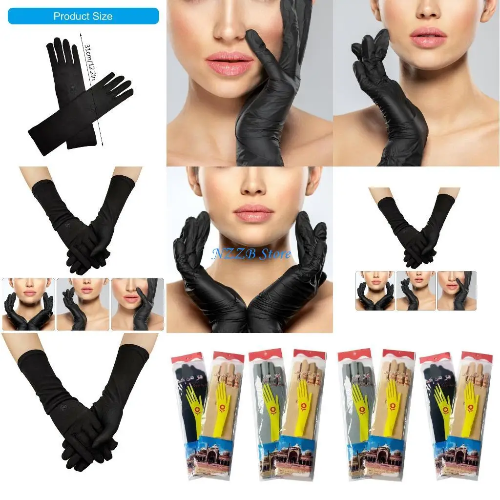 

T21F Women Silk Feeling Gloves Lady Short Gloves for Operas Proms Women and Girls