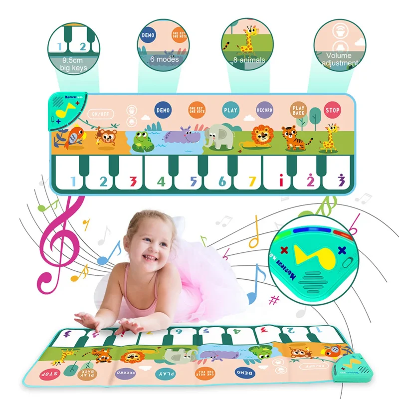 110X36Cm Baby Piano Muziek Deken Vroege Educatieve Kinderen Multi-Functioneel Spel Tapijt Leren Kruipende Peuters Vloer Toetsenbord Mat