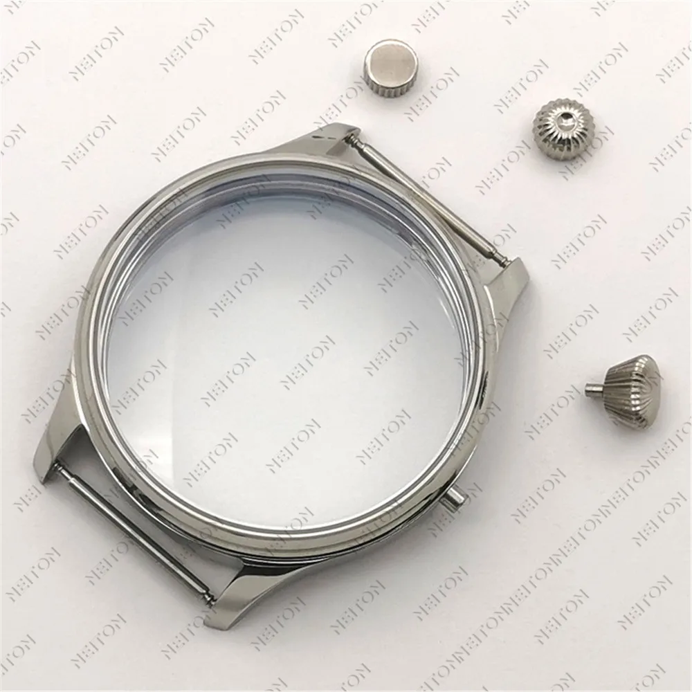 44mm Watch Case Solid Stainless Steel For ETA 6498 6497 Sea Gull ST3600 Movement Accessories Parts