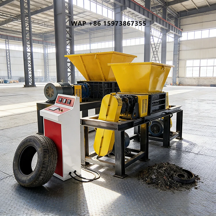 Dual-Shaft Shredder for Waste Tires and Rubber Scrap Tire Recycling Machine High Productivity Energy Saving Model M-400