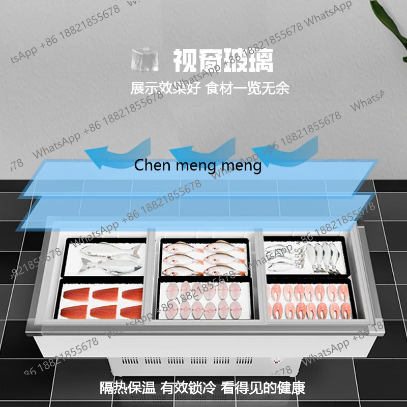 Horizontaler, gekühlter und gefrorener Vitrine, Grillspieße, Schrank für Meeresfrüchte, Stall, Kühlschrank, Frischhalteschrank