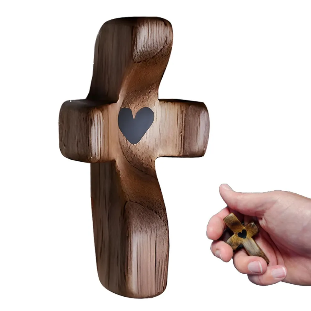 Cross My Heart Relieve Anxiety Comfort Cross For Clutching,Clinging And Praying,Pocket Olive Wood Cross Religious Gift