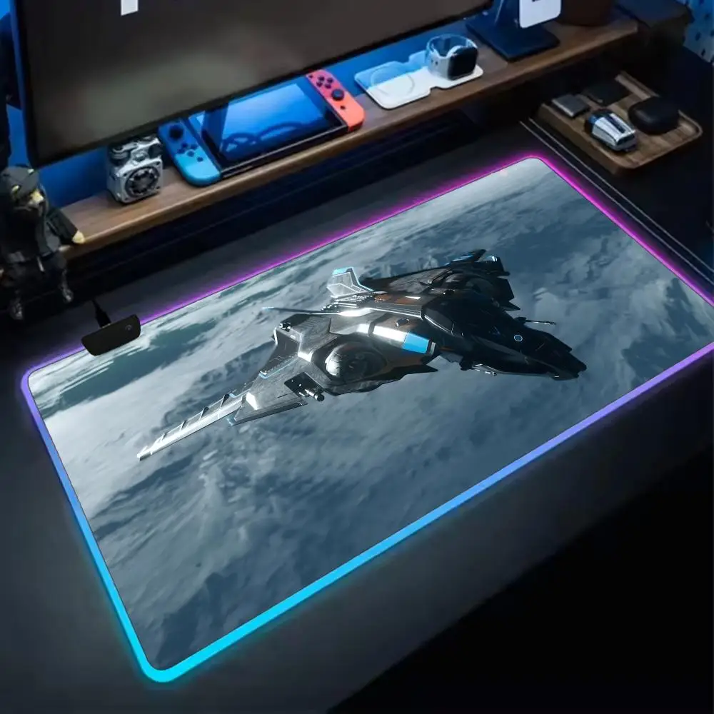 

Коврик для мыши Star Citizen RGB Gaming Mouse Pad XXL, расширенная поверхность, нескользящий, гладкий, светодиодная подсветка, идеальный настольный коврик