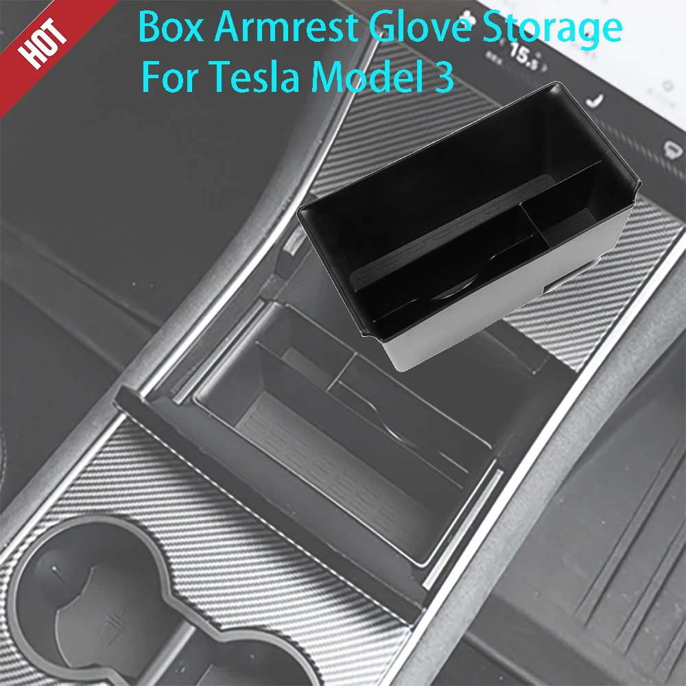

Box Armrest Glove Storage for Tesla Model 3 Car Center Console Hidden Storage