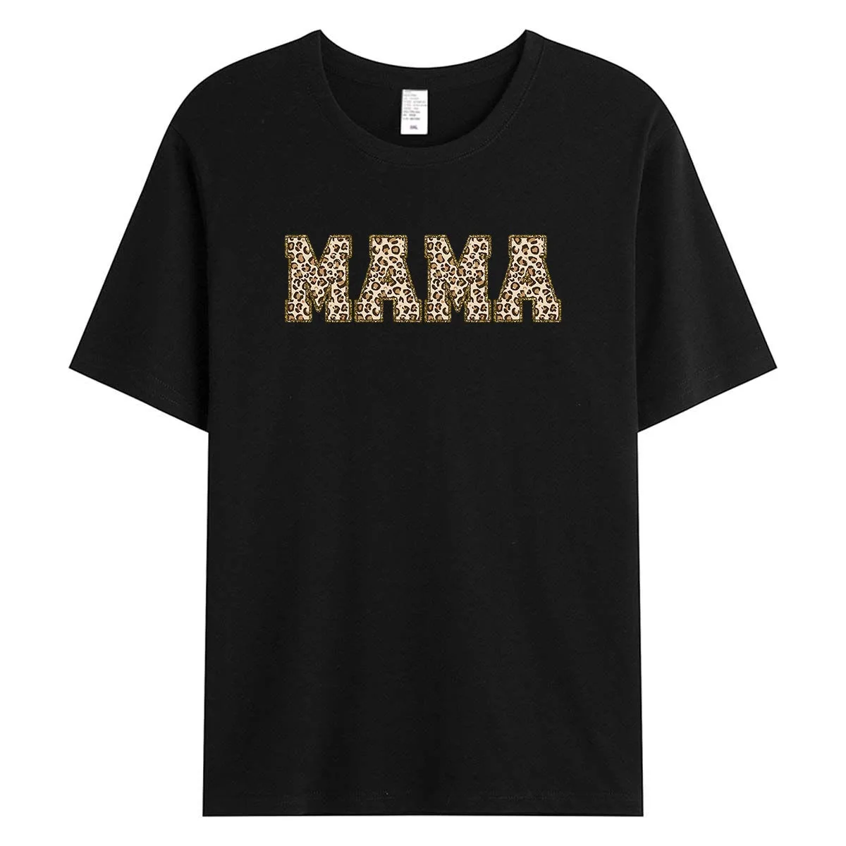

Women's Leopard Print "MAMA" Graphic T-Shirt - Casual Short Sleeve Crewneck Tee, Soft Cotton Blend, Loose Fit
