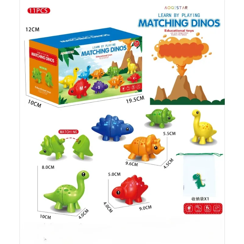 Jouets d'apprentissage précoce pour enfants, Alphabet de dinosaure, jouets assortis, motif de comptage de nombres, illumination, outils pédagogiques cognitifs