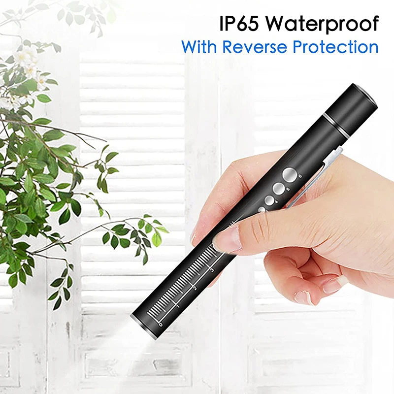 C2 2pcs Dual Beam Led Penlight Slim Usb Rechargeable Mini Portable With Scale Flashlight For Doctors Check Oral Pupil Pen Light