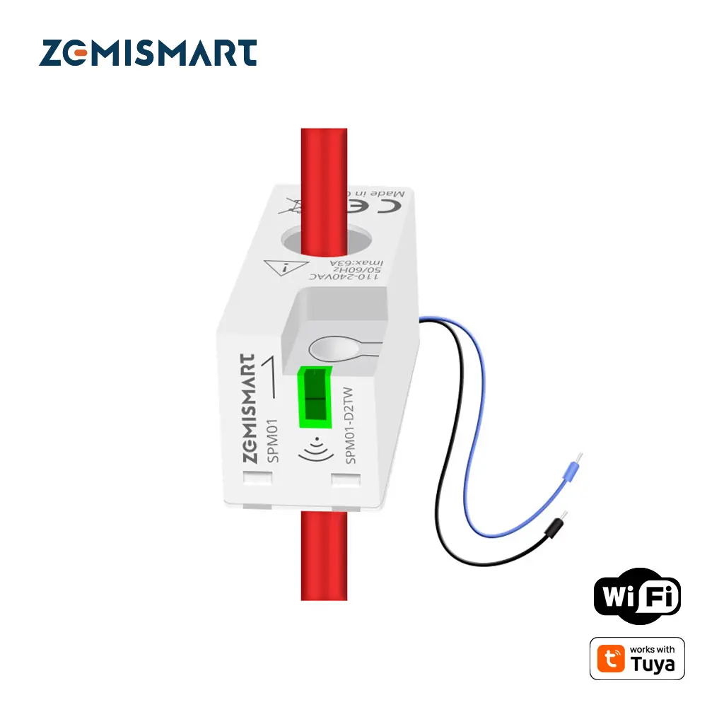 

Zemismart 63A WiFi Smart Single Phase Mini Energy Meter Solar Power Consumption Monitoring Alarm Work with Tuya Smart Life App