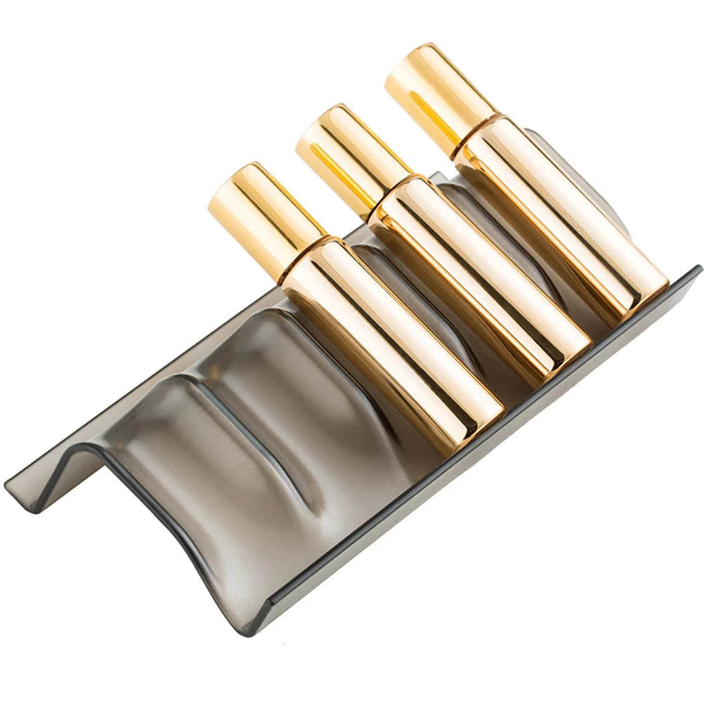 5 قطعة رف تخزين زجاجات الزيت العطري 5 فتحات منظم بلاستيكي أسود لدرج عرض سطح المكتب رف حامل الزيت المنزلي #6