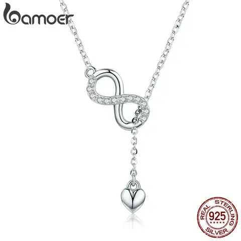 925 Silver Infinity Love Pendant Necklace bamoer