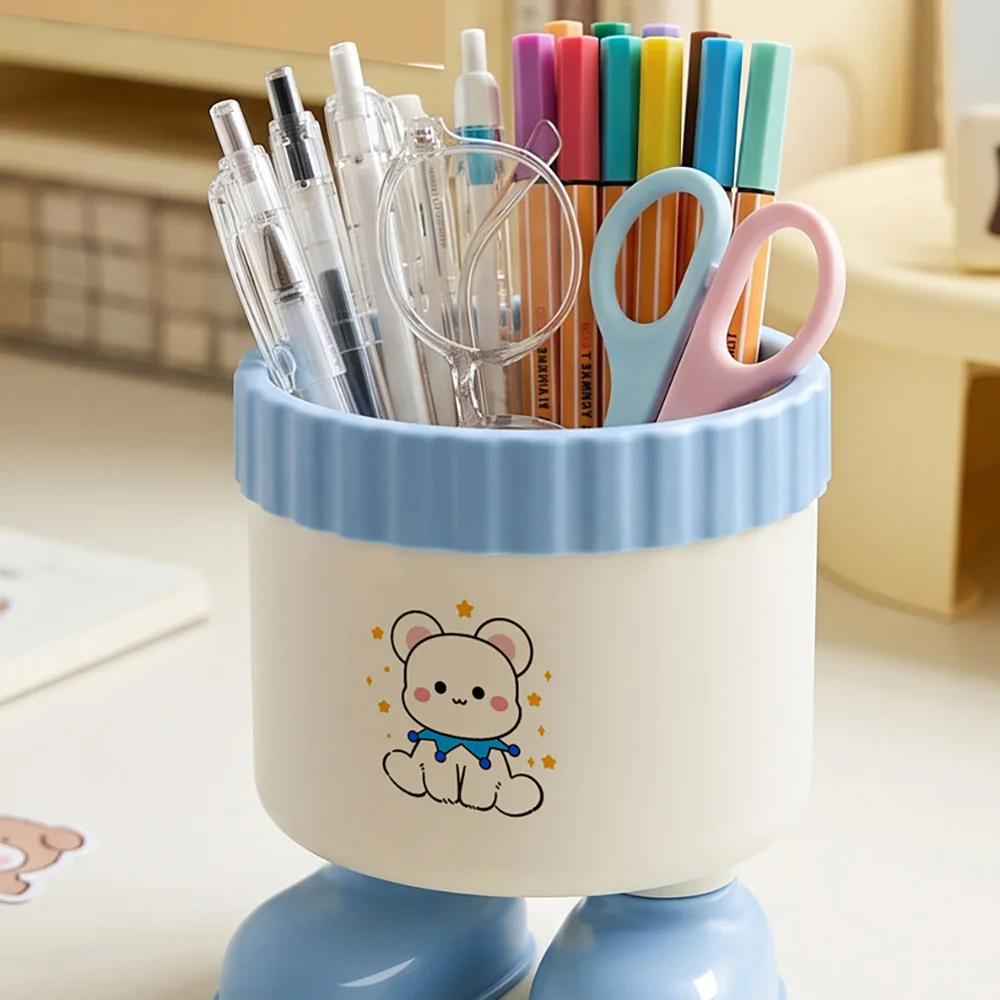 Cartoon creative pen holder, large capacity student desk stationery storage, desktop ornament storage box