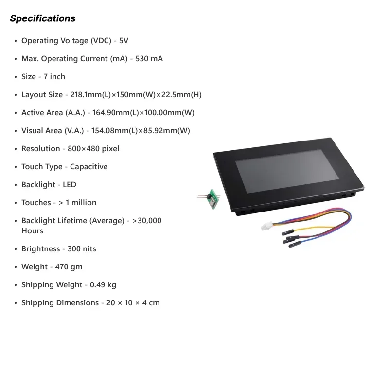 Nextion Intelligent NX8048P070-011C-Y  7.0 inches HMI Capacitive Touch Display with enclosure