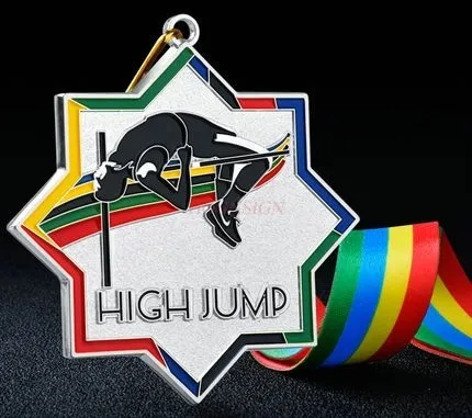 Medal za skok wysoko, medal sportowy szkolny, ogólny złoty, srebrny, miedziany, złota folia, metalowa tablica