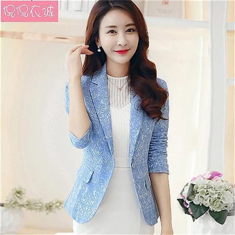 2023 Autumn New Women's Coat Jacquard Short Suit Female Korean Version Suit Slim Fit Temperament Women's Top One Button Blazer