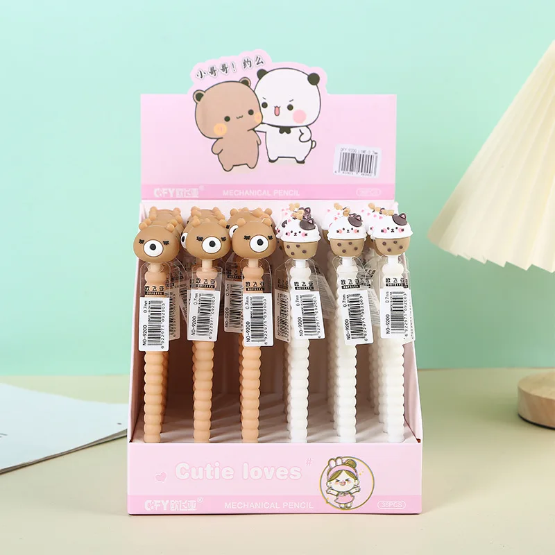 36 pcs/lot Creative Bear Mechanical Pencil Cute Animal 0.5/0.7MM Student Automatic Pens For Writing School Office Supplies