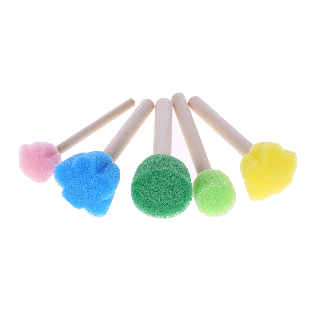 5pcs/set Drawing Mushroom Brush Wooden Handle DIY Art Graffiti Brush Handmade Multi-function Creative School Stationery Supplies