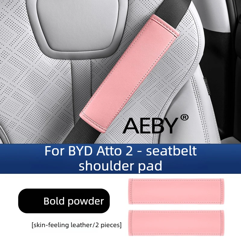 AEBY Voor BYD Atto 2 Smart Driving Edition 2024-2025 Lederen veiligheidsgordel schouderstuk, zacht gewatteerde schouderhoes, auto-interieur decor