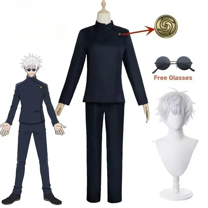 Anime Gojo Satoru Cosplay Uniform Jujutsu Kaisen Gojo Satoru Cosplay Costume High School Uniform Wig Suit Halloween Costumes
