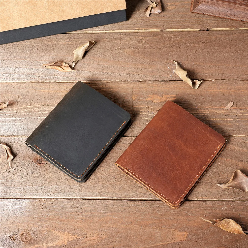Men's Card Holder Wallet Genuine Leather Minimalist Small Thin Purse Slim Mini Credit Card Bank ID Card Holder Wallet