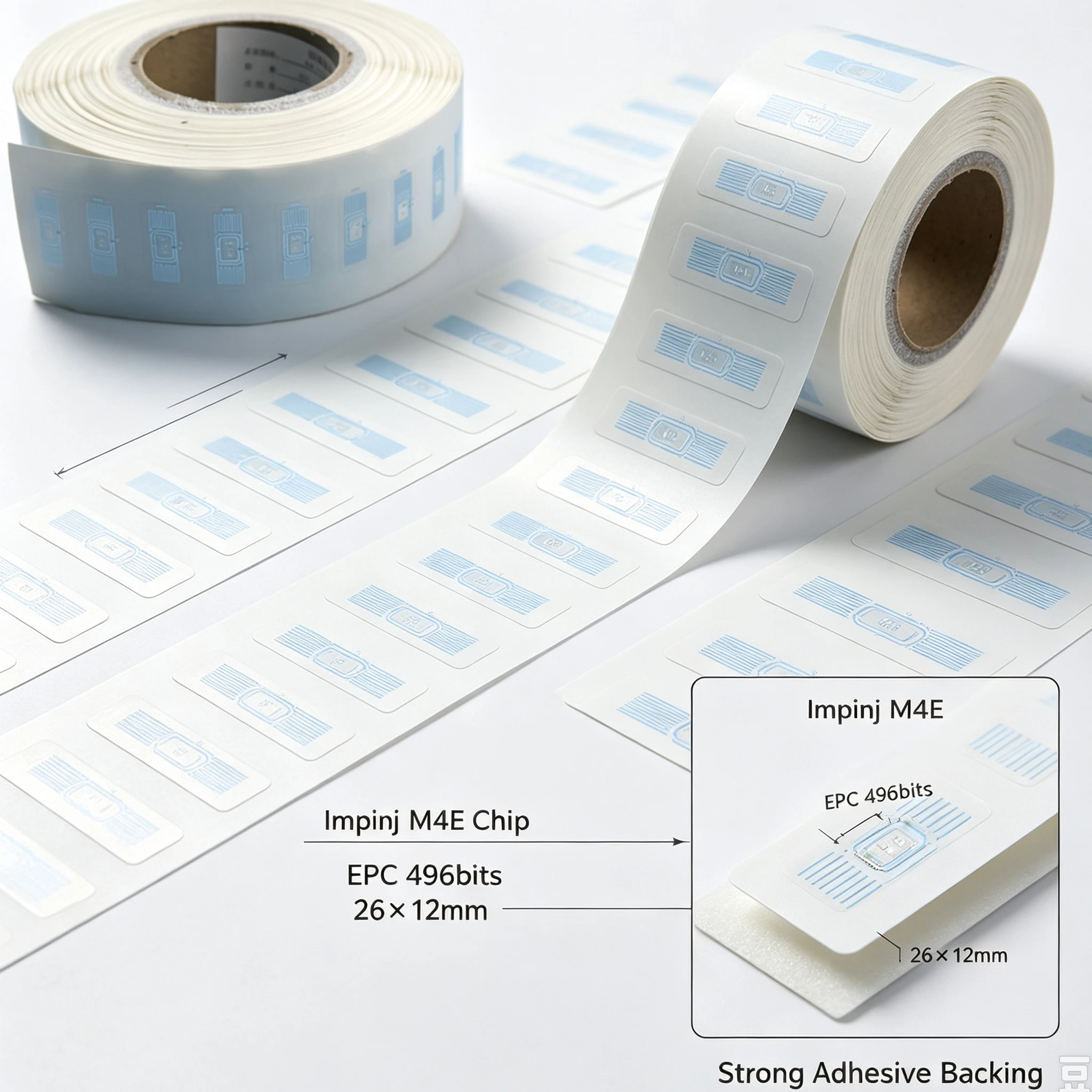UHF RFID tag sticker Impinj Monza 4E B42 wet inlay 915mhz 900 868mhz 860-960MHZ EPCC1G2 6C smart adhesive passive RFID tags labe