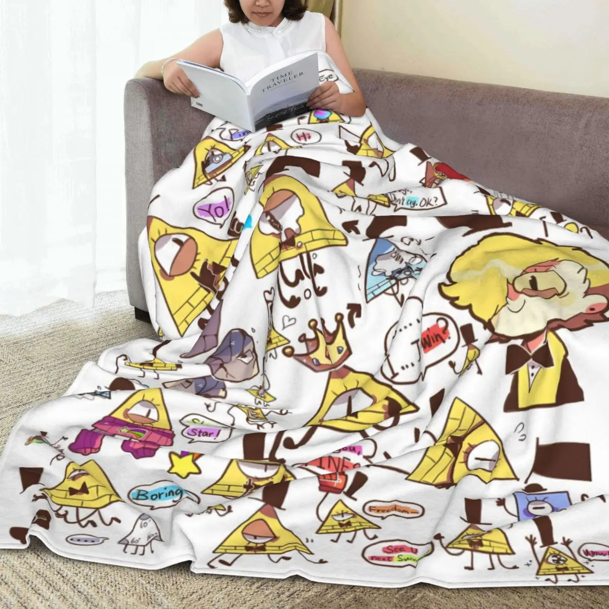 Gravity Falls Bill Cipher Flannel Blankets Warm Bedding Throws for Couch Bed Picnic Comfortable Bedspread Sofa Bed Cover