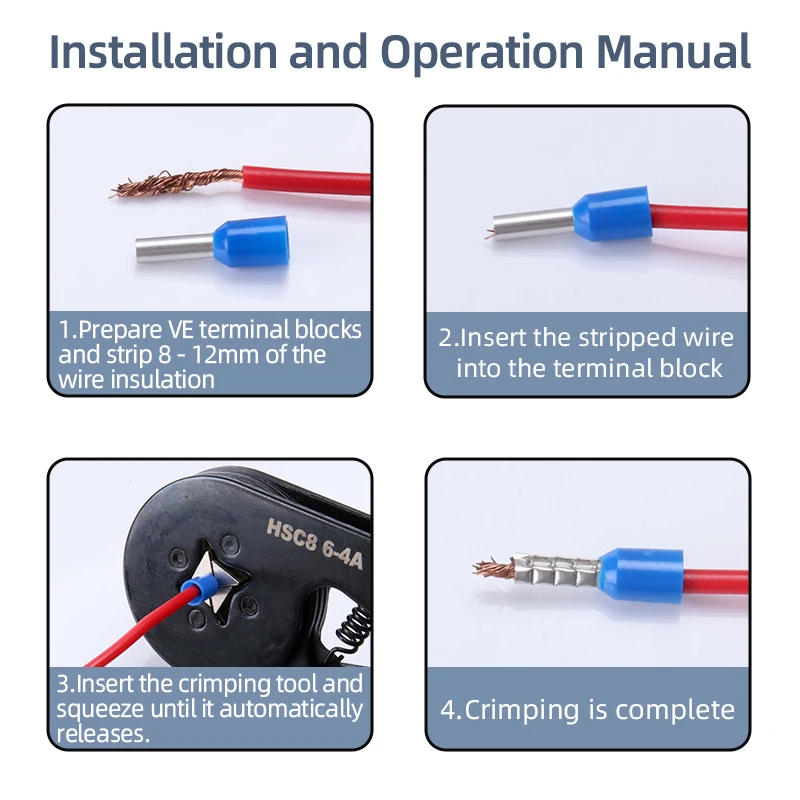 1200pcs E0508/E7508/E1008 VE Wire Connectors Kit Cable Terminals Ferrules Tubular Crimp Terminals Electrical Connectors