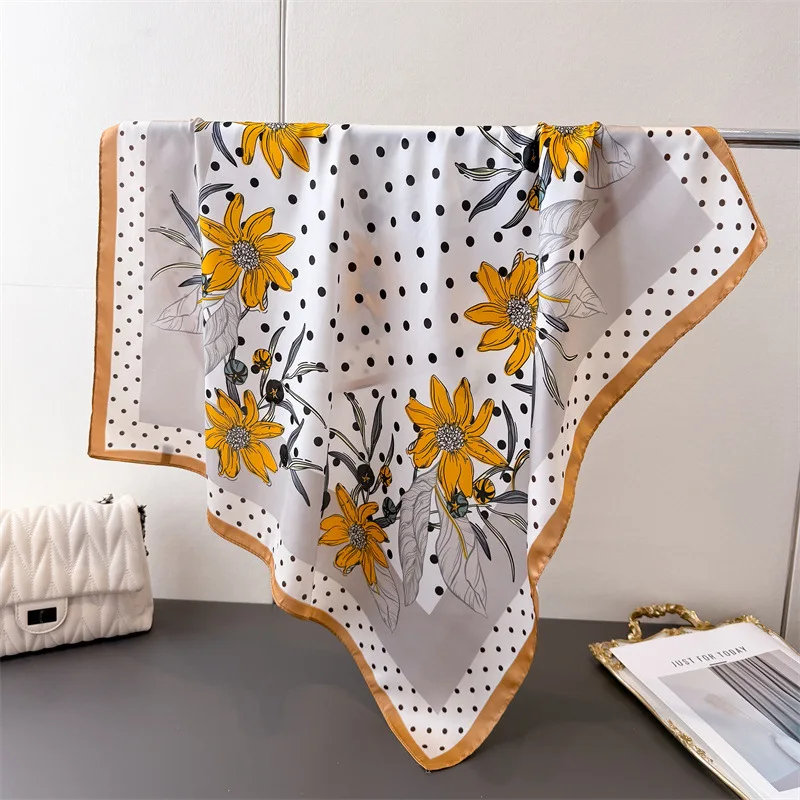 

Luxury Designer Silk Square Scarf Women Satin Dot Print Shawls Neckerchief Smooth Scarves Summer Bandana Hjiab Wrap Foulard