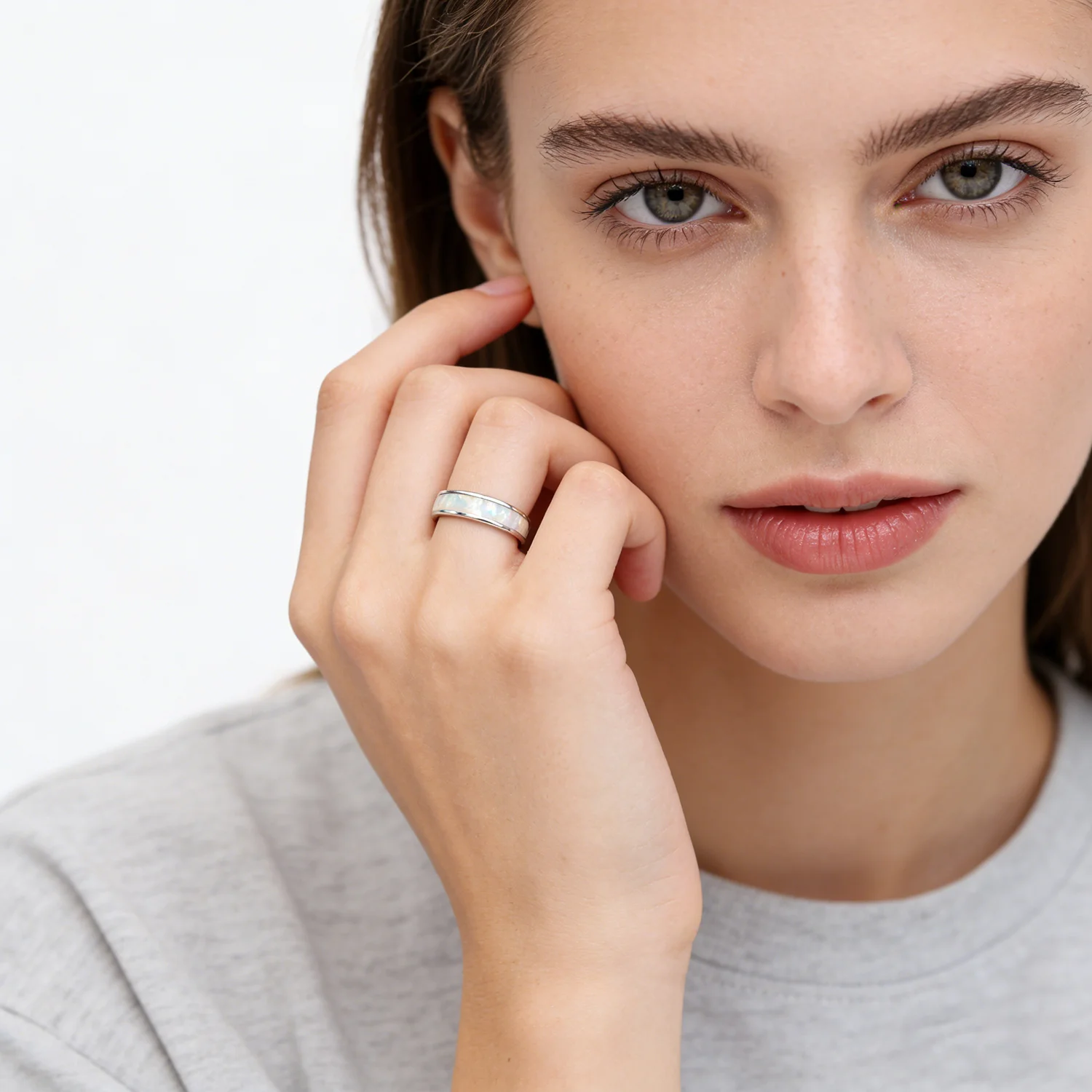 Fantastic White Opal Finger Rings for Women & Man Wedding Anniversary Jewelry Fancy Classic Minimalist Ring Gift for Girlfried