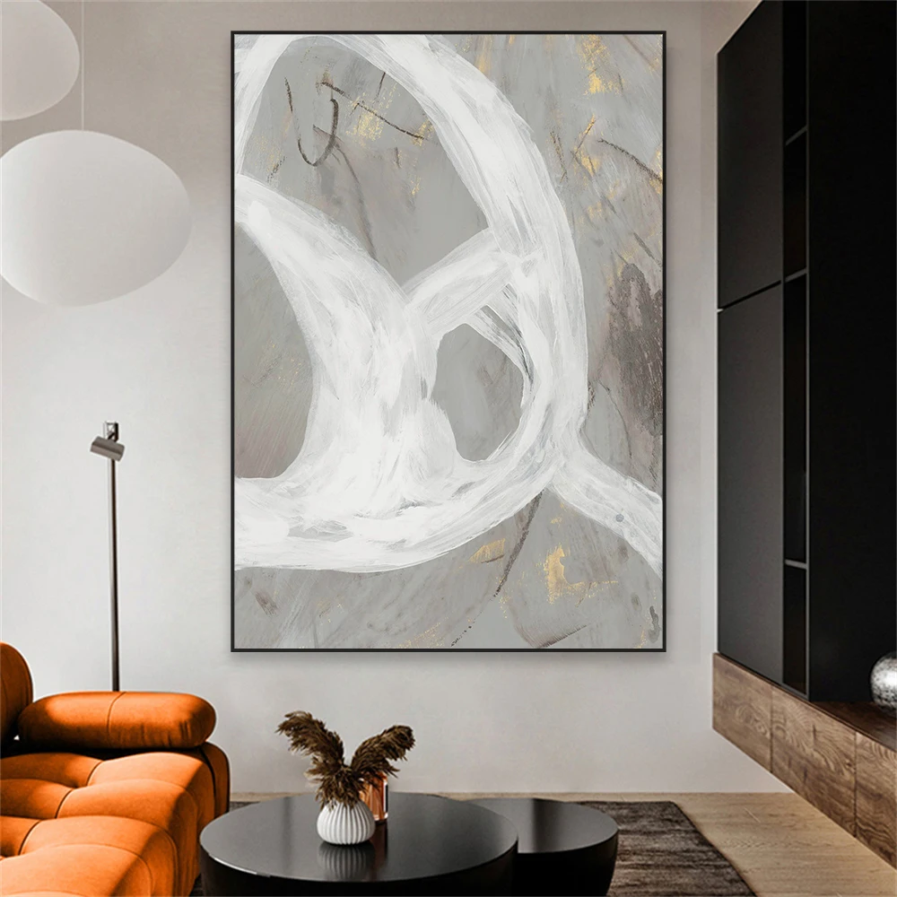 Abstract Beige and White Color Art Poster Mid Century Prints Modern Wall Art Vintage Canvas Painting Living Room Decoration