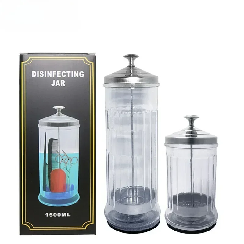 Barber Disinfectant Jar Comb Sterilization Tank Glass Disinfecting Canister Nail Tool Hairdresser Supplie Salon Sterilize Bottle