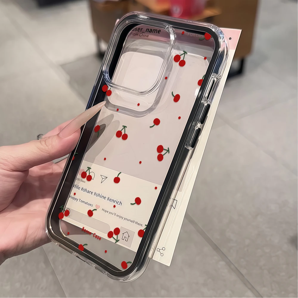 Chic Coquette Cherry Handyhülle für iPhone 16 14 15 Plus 13 14 15 17 16 12 11 ProMax 16 15 14 Pro 17Air Transparente Weiche Hülle – Detail 3