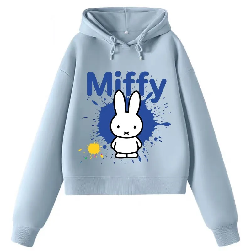 Новый пуловер с капюшоном Miffy, повседневная и удобная хлопковая модная спортивная одежда с длинными рукавами и принтом в стиле каваи с героями мультфильмов