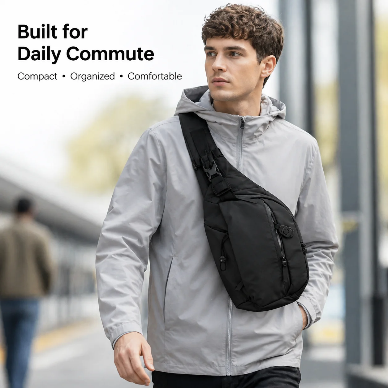 Waterproof Sling Bag for Men Crossbody Chest Backpack Anti Theft Shoulder Pack Large Capacity Travel Commuter 11 Inch Tablet