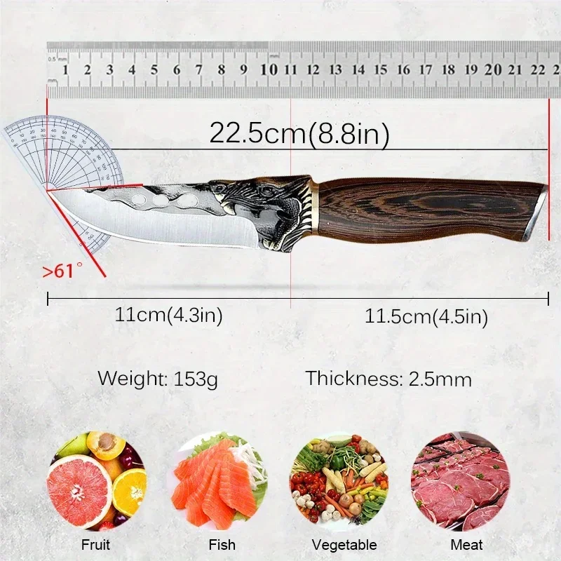 1PC Portable Pocket Knife,Kitchen Chef Knife High -hardness Kitchen Knife Meat Cleaver Household Kitchen Knife Boning Knife