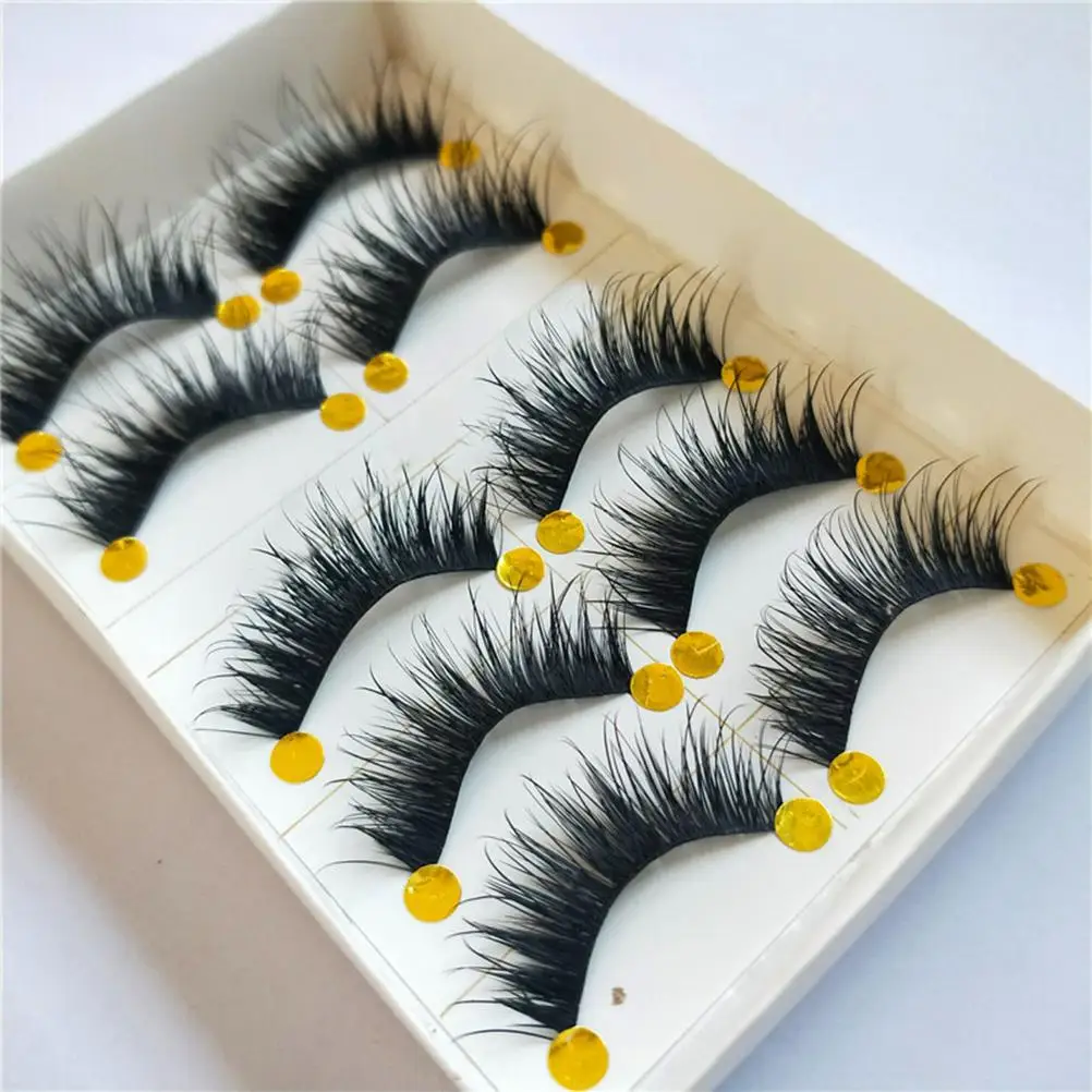 

5 Pairs False Eyelashes Extra Long Natural Cluster Extensions Multipack Strips Comfortable Wear Suitable Party Wedding Photo