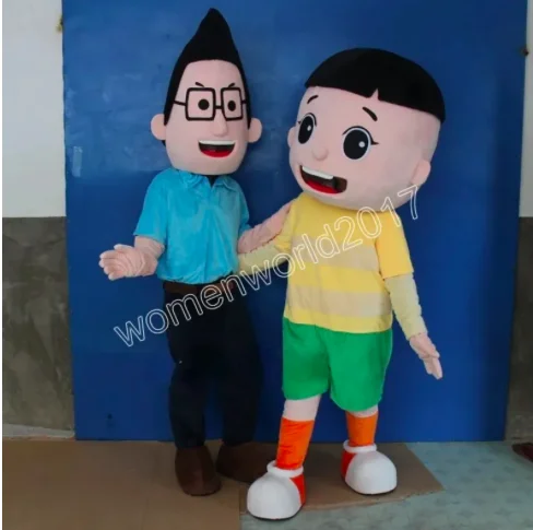 

New Adult Hot Sale Foam 2pcs Both Boys Fancy Cartoon Mascot Costume Plush Christmas Fancy Dress Halloween Mascot Costume