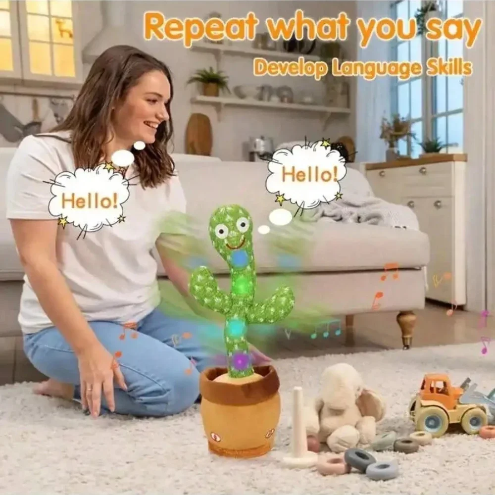 

1pc Dancing Cactus Toy,Repeat Talking ,Song Speaker Wriggle Dancing Sing Talk, Plushie Stuffed ,Interaction and Decoration