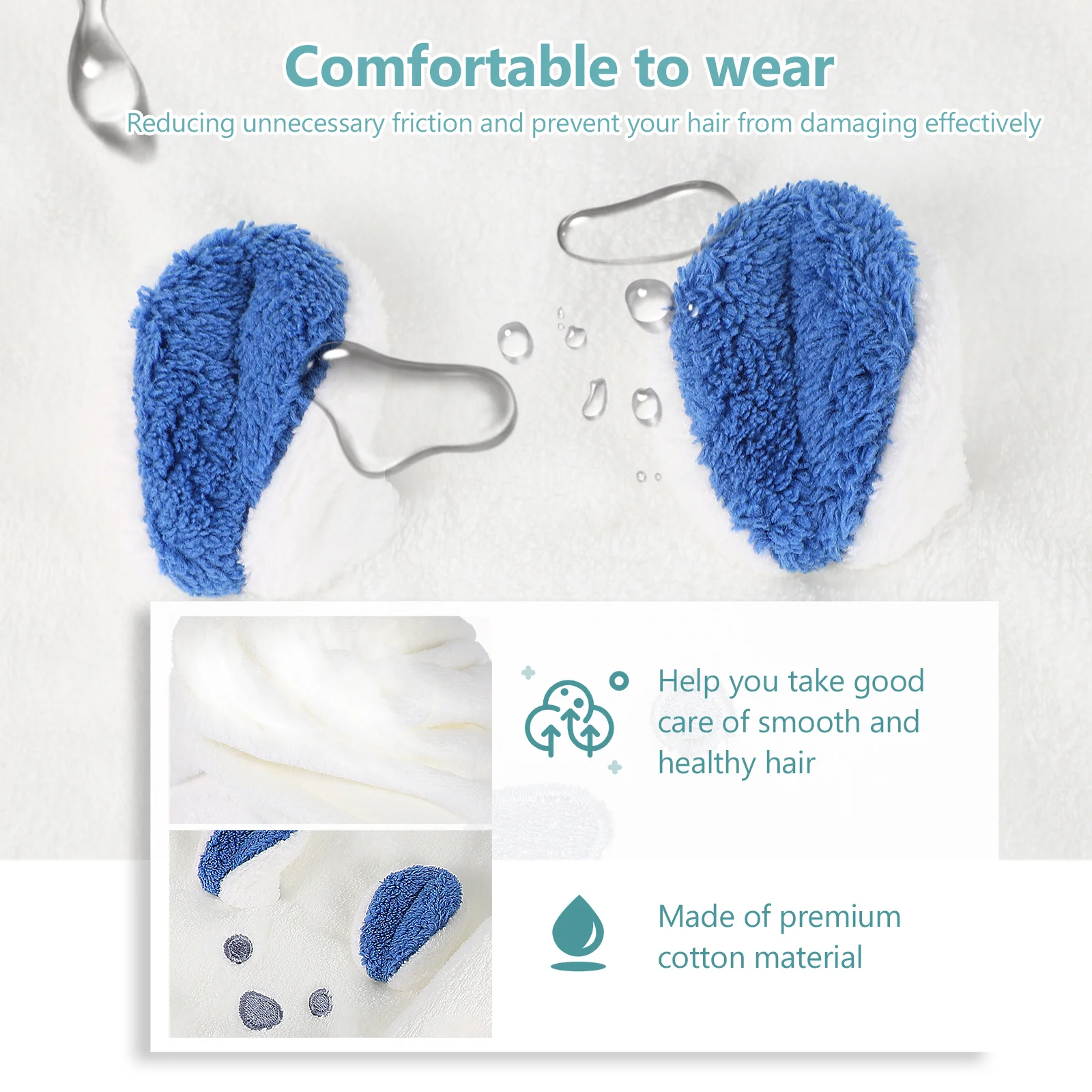 

Absorbent Cartoon Hair Drying Hat Rabbit Ears Soft Cotton Shower Towel Bathing Hair Care Supplies Shower Hat Bathing Supplies