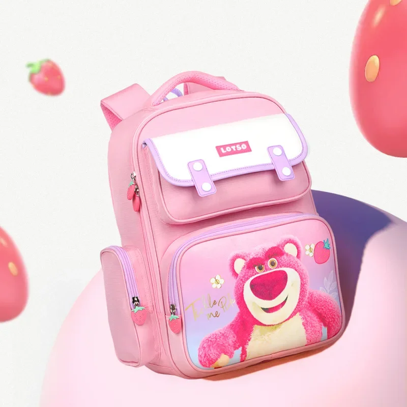 Zaino per bambini MINISO Disney scuola primaria simpatico orso alla fragola Lotso zaino di protezione per la riduzione del carico di grande capacità